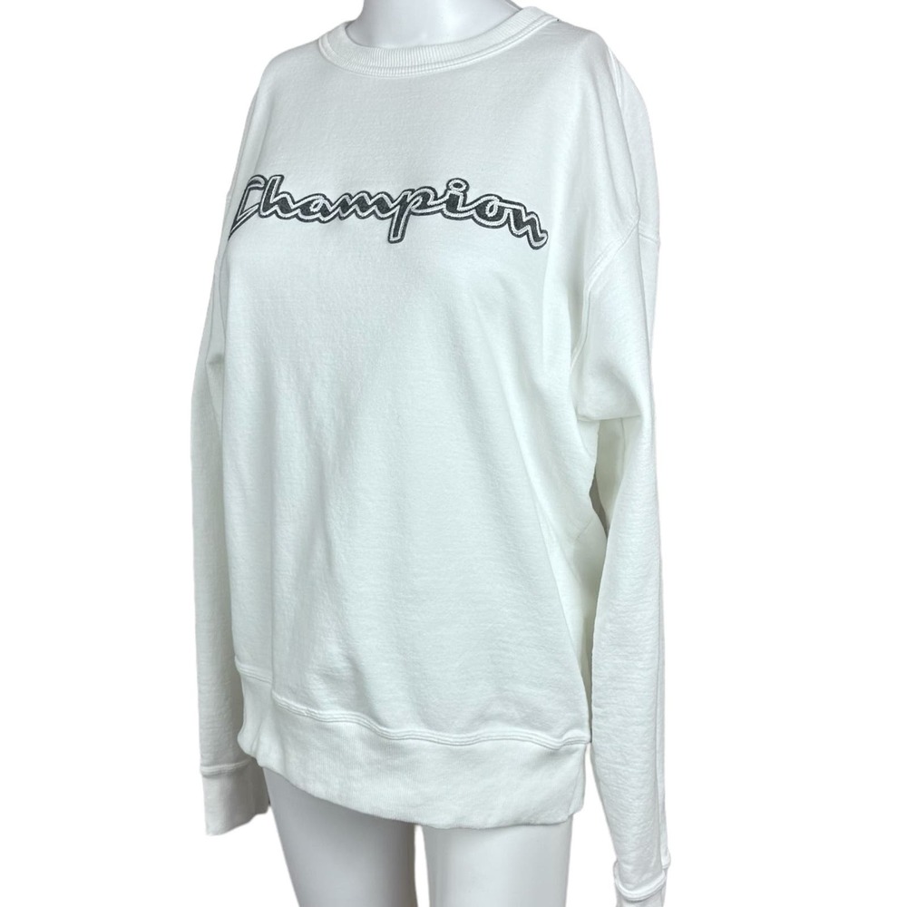 Champion Size Medium White Crew Neck Pull Over Sweater - Picture 3 of 7